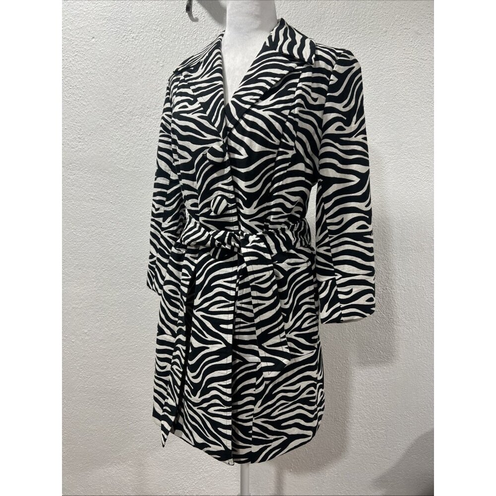 Inc Zebra Print Overcoat Button Front Size Medium… - image 1